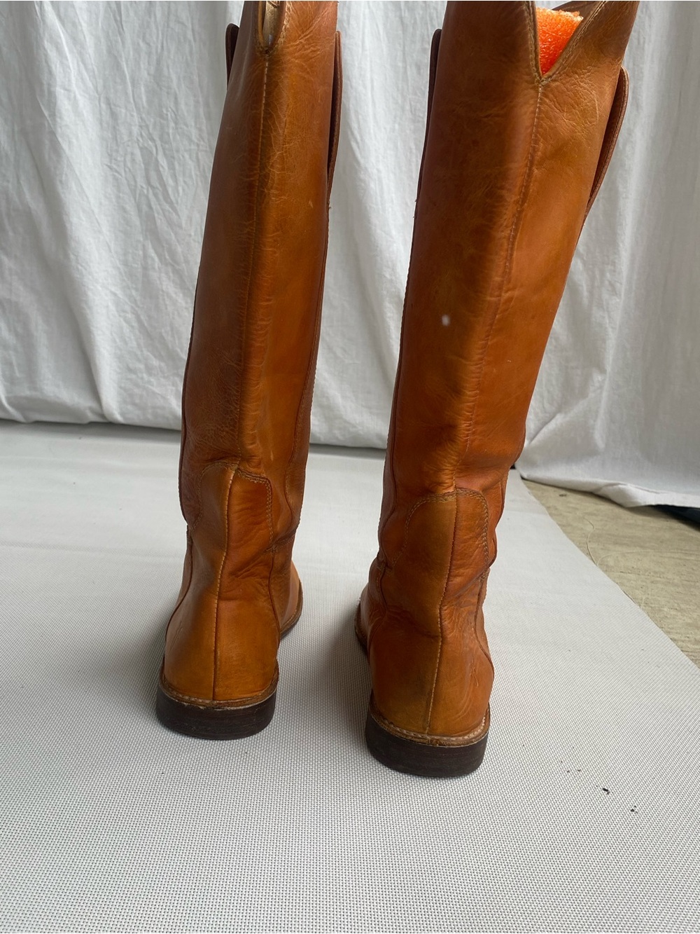 Frye Tall Leather Riding Boots Cognac Brown 6 1/2 Classic Equestrian - Picture 3 of 14